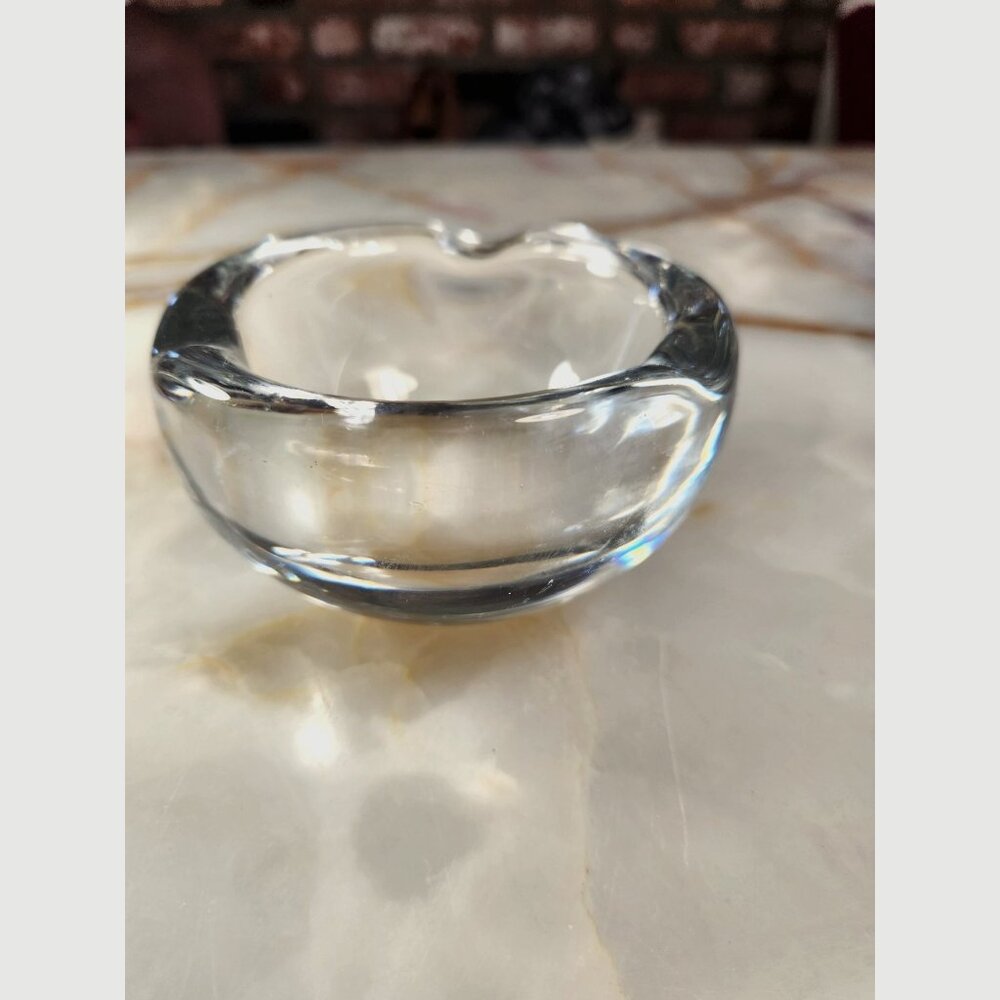 Vintage Daum France Crystal Glass Ashtray / Dish With Rounded Edges